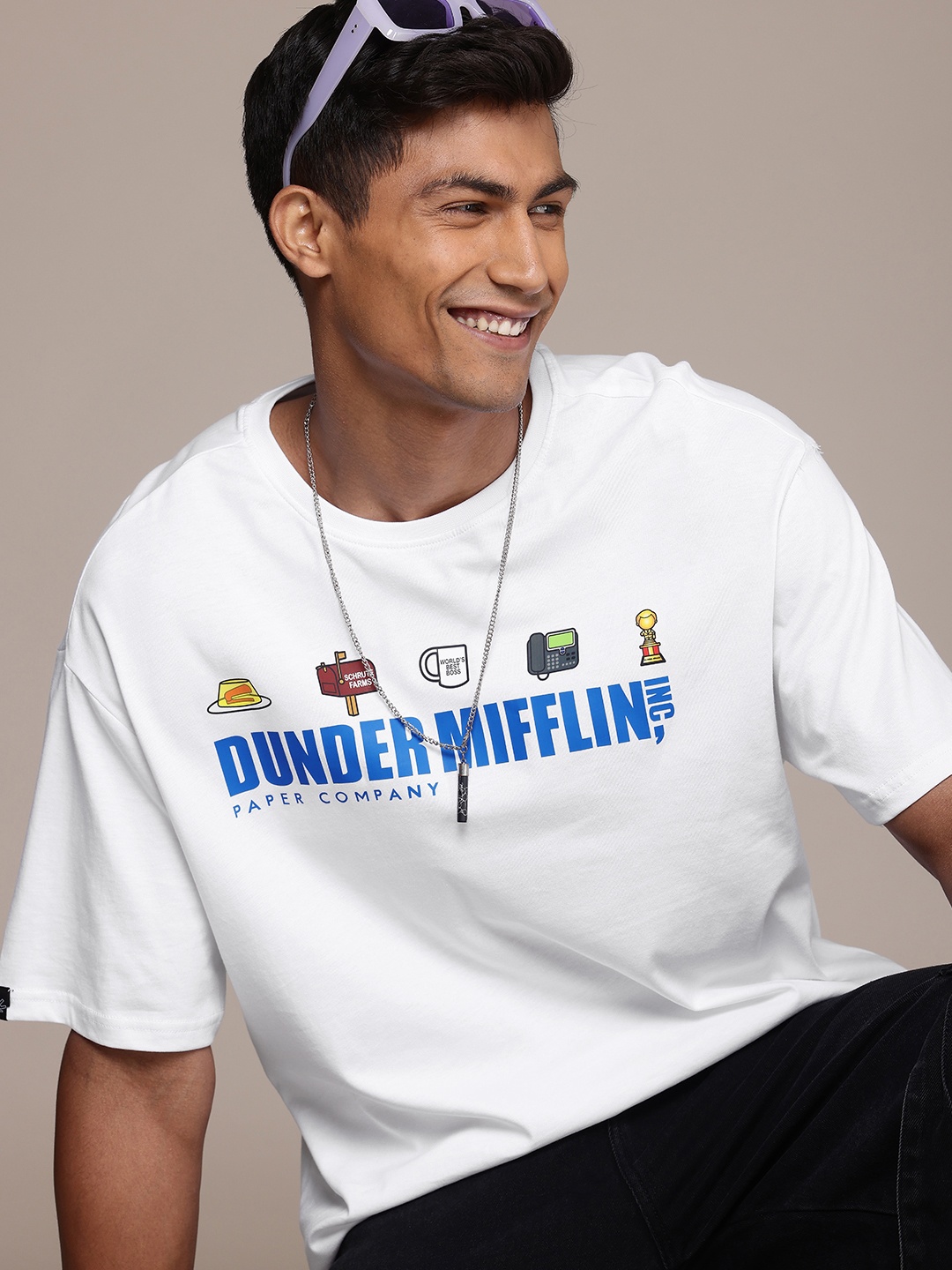 WROGN X THE OFFICE Typography Printed Drop-Shoulder Sleeves Pure Cotton Oversized T-shirt, White
WROGN X THE OFFICE Typography Printed Drop-Shoulder Sleeves Pure Cotton Oversized T-shirt, White
