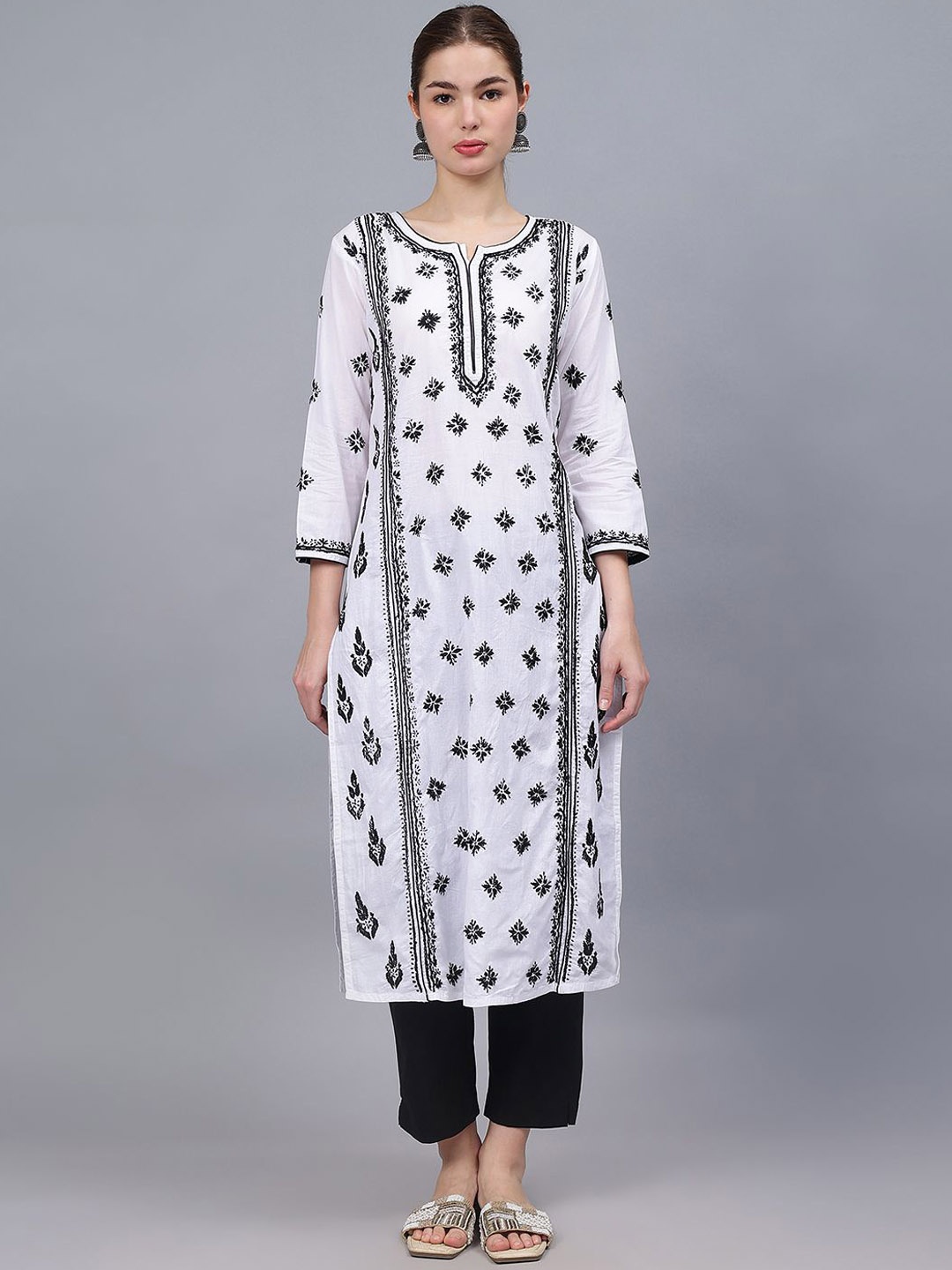 Seva Chikan Ethnic Motifs Embroidered Lucknowi Chikankari Cotton Straight Kurta, White
Seva Chikan Ethnic Motifs Embroidered Lucknowi Chikankari Cotton Straight Kurta, White