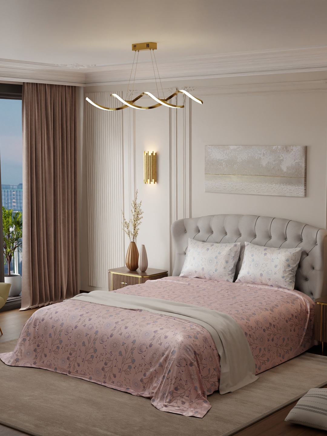 Stoa Paris Elegance Peach White Floral 300 TC King Satin Bedsheet with 2 Pillow Covers
Stoa Paris Elegance Peach White Floral 300 TC King Satin Bedsheet with 2 Pillow Covers