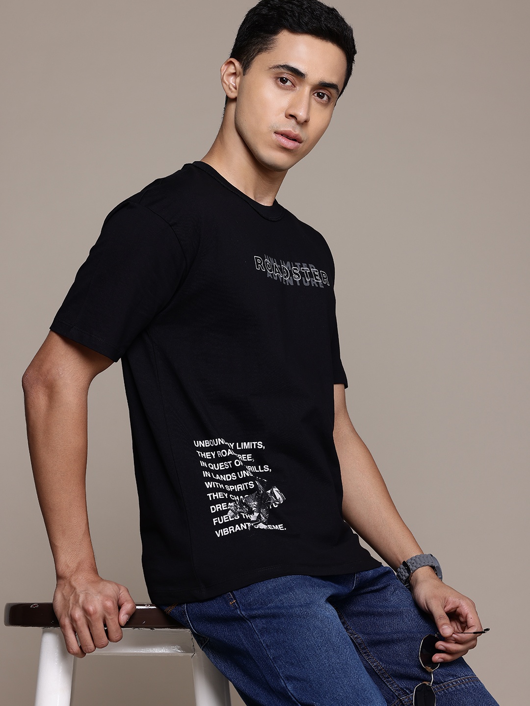 The Roadster Lifestyle Co. Typography Drop-Shoulder Sleeves Pure Cotton T-shirt, Black
The Roadster Lifestyle Co. Typography Drop-Shoulder Sleeves Pure Cotton T-shirt, Black