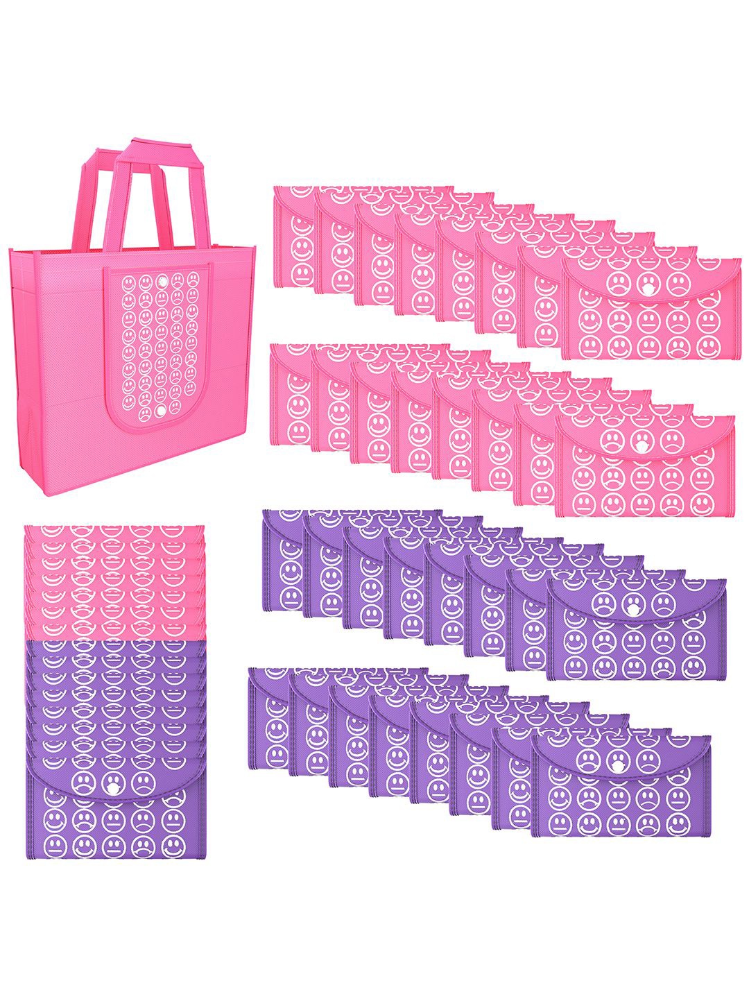 Kuber Industries Set of 48 Smiley Printed Lightweight Foldable & Reusable Shopping Bags, Pink
Kuber Industries Set of 48 Smiley Printed Lightweight Foldable & Reusable Shopping Bags, Pink