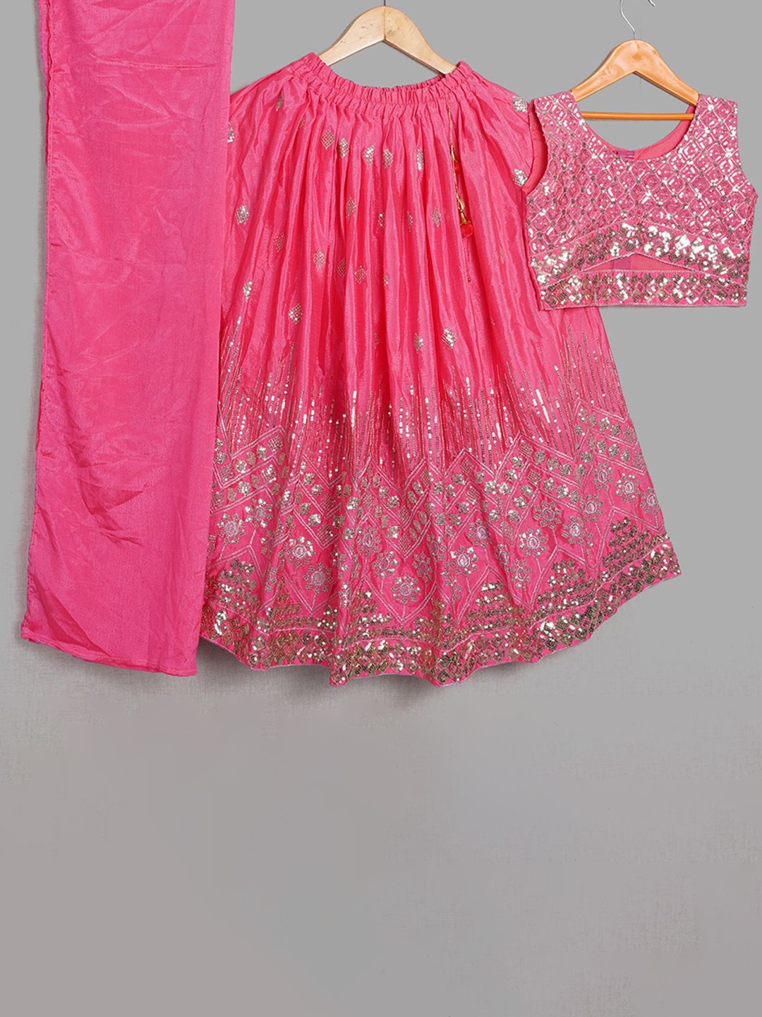 Jogmaya Fashion Girls Embroidered Sequinned Ready to Wear Lehenga & Blouse With Dupatta, Pink
Jogmaya Fashion Girls Embroidered Sequinned Ready to Wear Lehenga & Blouse With Dupatta, Pink