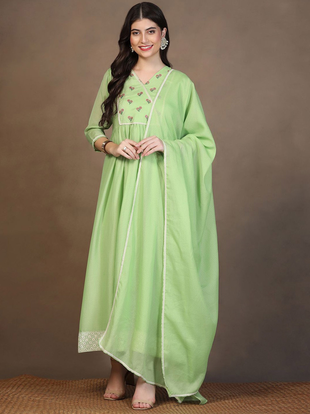 FASHION DREAM Floral Embroidered V-Neck Gathered Maxi Gown Dress With Dupatta, Green
FASHION DREAM Floral Embroidered V-Neck Gathered Maxi Gown Dress With Dupatta, Green