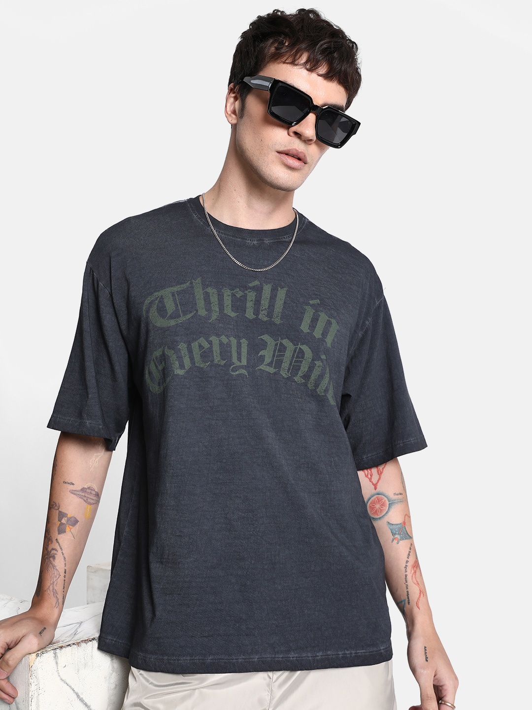 The Roadster Life Co. Pure Cotton Printed Relaxed Fit Drop-Shoulder Sleeves T-shirt, Charcoal
The Roadster Life Co. Pure Cotton Printed Relaxed Fit Drop-Shoulder Sleeves T-shirt, Charcoal