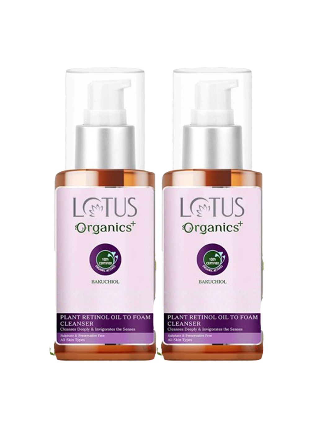 Lotus Organics+ Set Of 2 Bakuchiol Plant Retinol Oil To Foam Cleanser-100ml Each, Purple
Lotus Organics+ Set Of 2 Bakuchiol Plant Retinol Oil To Foam Cleanser-100ml Each, Purple