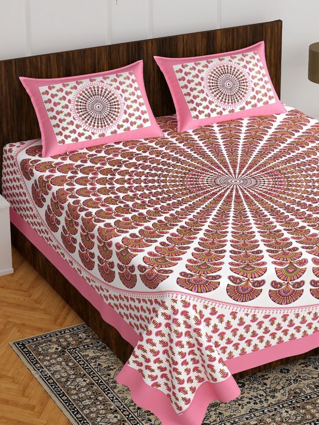 AYAT COLLECTION Pink & White Ethnic 144 TC Pure Cotton Queen Bedsheet With 2 Pillow Covers
AYAT COLLECTION Pink & White Ethnic 144 TC Pure Cotton Queen Bedsheet With 2 Pillow Covers