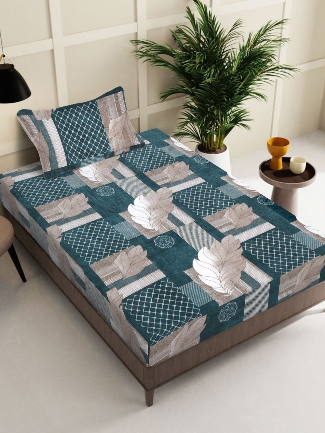 KLOTTHE Turquoise Blue & Brown Printed 300TC Woolen Single Bed Sheet with Pillow Cover
KLOTTHE Turquoise Blue & Brown Printed 300TC Woolen Single Bed Sheet with Pillow Cover