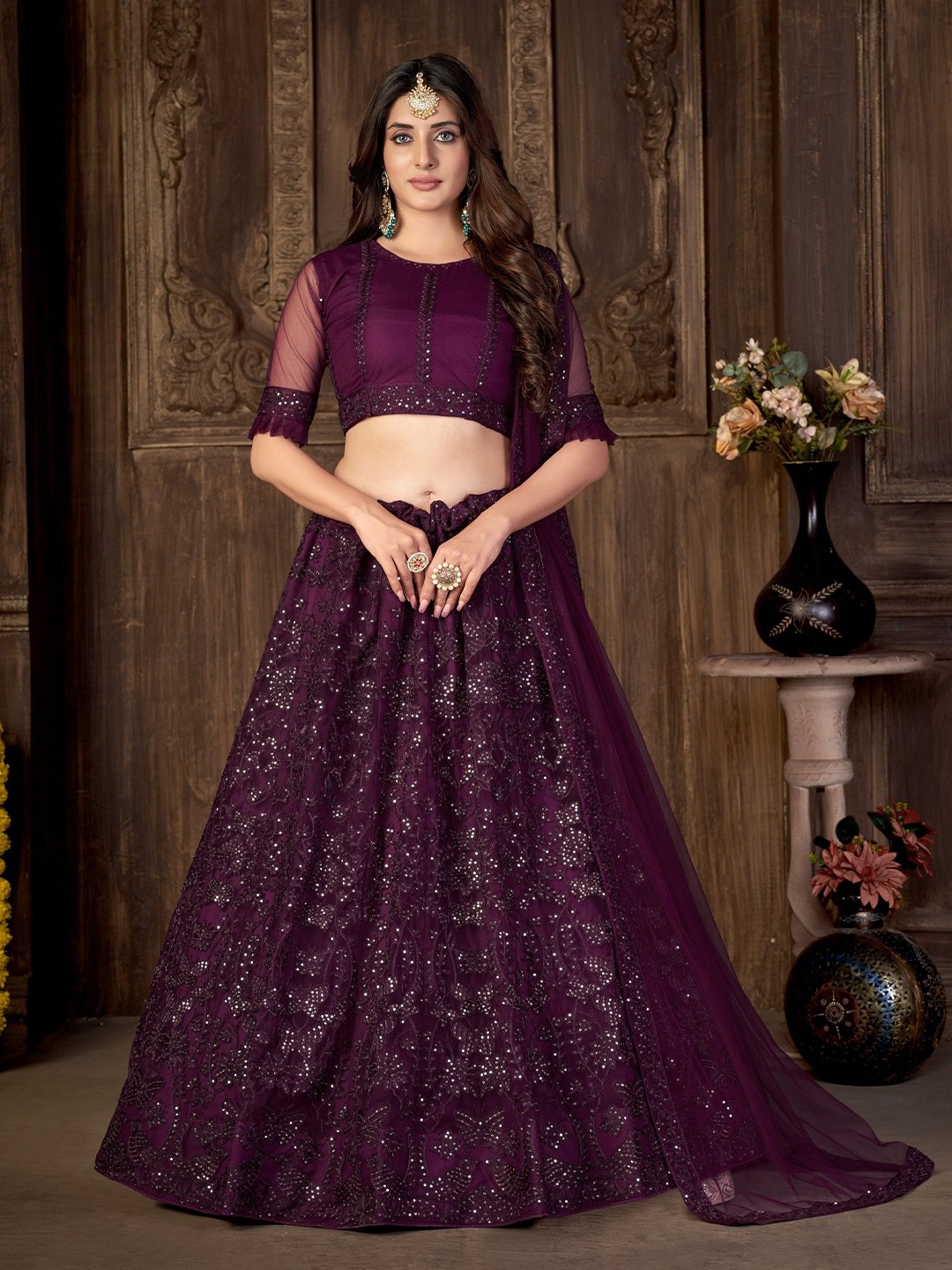 VARNI FABRICS Embroidered Semi-Stitched Lehenga & Unstitched Blouse With Dupatta, Purple
VARNI FABRICS Embroidered Semi-Stitched Lehenga & Unstitched Blouse With Dupatta, Purple