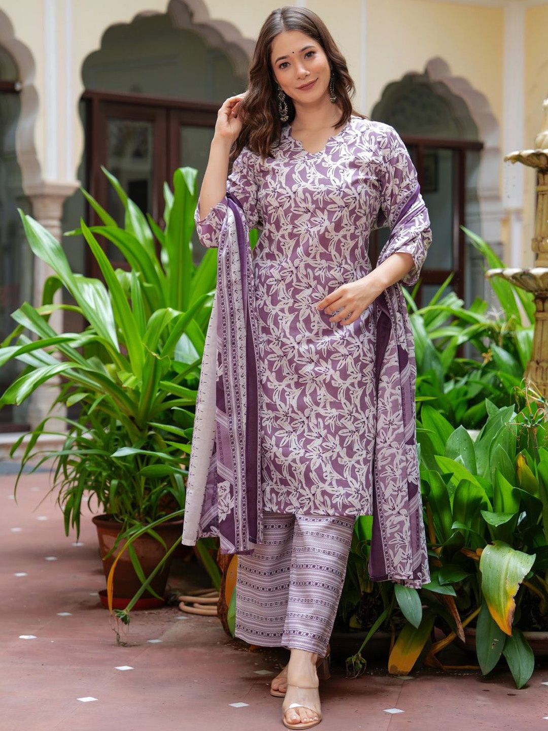 Sitaram Designer Floral Printed Regular Straight Kurta with Palazzos & Dupatta, Purple
Sitaram Designer Floral Printed Regular Straight Kurta with Palazzos & Dupatta, Purple