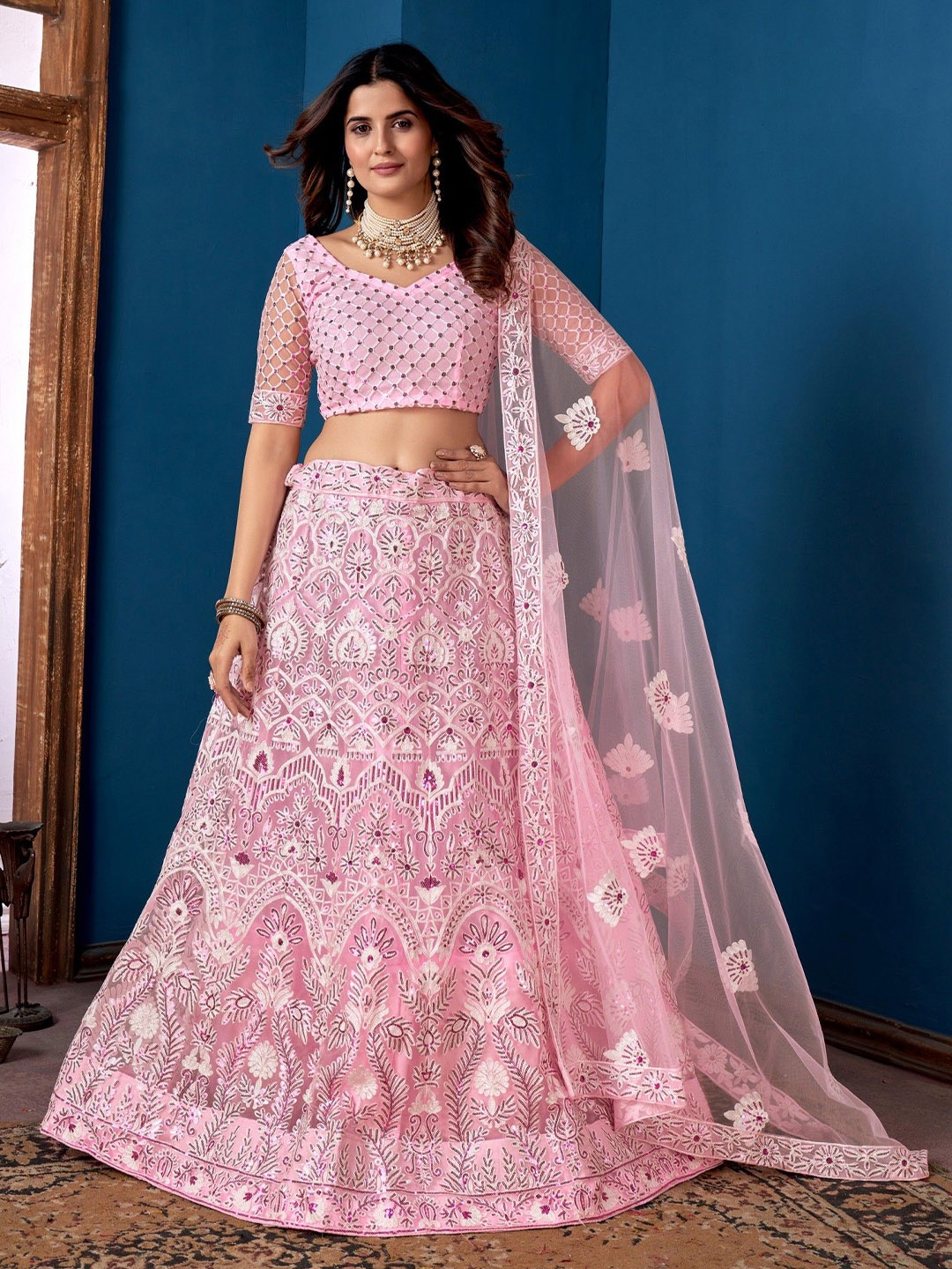 VARNI FABRICS Embroidered Semi-Stitched Lehenga & Unstitched Blouse With Dupatta, Pink
VARNI FABRICS Embroidered Semi-Stitched Lehenga & Unstitched Blouse With Dupatta, Pink