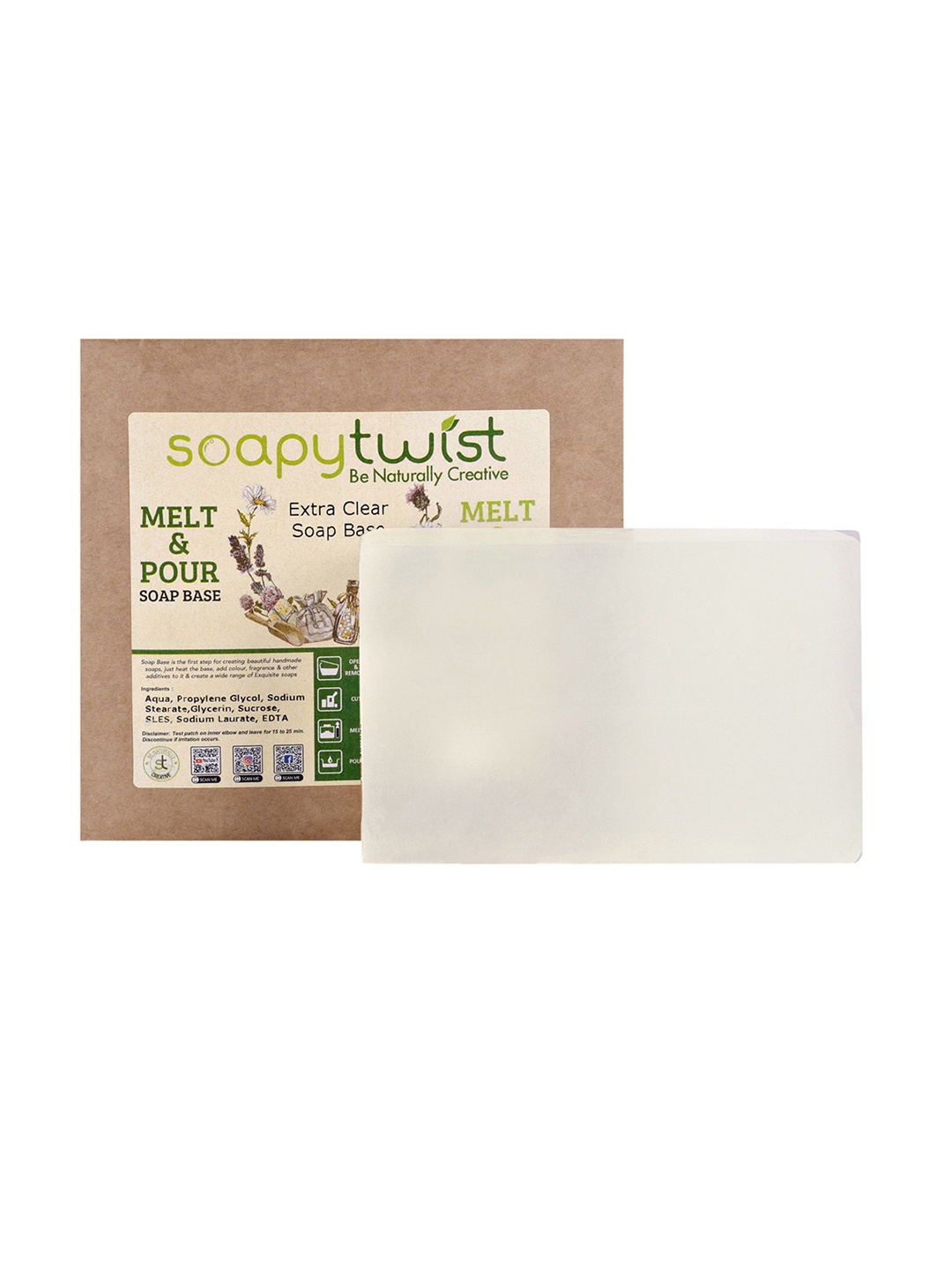 Soapy Twist Be Naturally Creative Extra Clear Melt & Pour Soap Base - 1 KG, Transparent
Soapy Twist Be Naturally Creative Extra Clear Melt & Pour Soap Base - 1 KG, Transparent