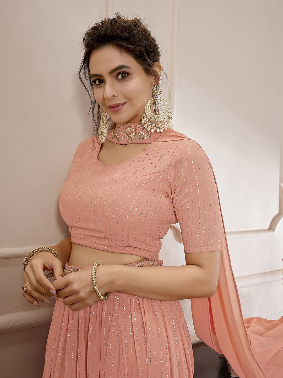 Janasya Printed Beads and Stones Ready to Wear Lehenga & Blouse With Dupatta, Peach
Janasya Printed Beads and Stones Ready to Wear Lehenga & Blouse With Dupatta, Peach