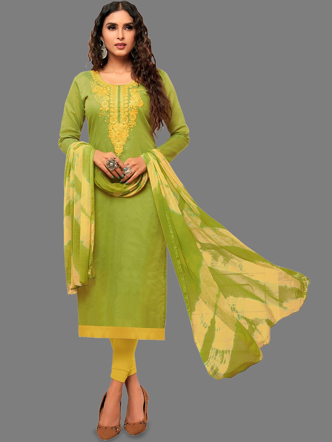 Aika Floral Embroidered Thread Work Pure Cotton Unstitched Dress Material, Lime green
Aika Floral Embroidered Thread Work Pure Cotton Unstitched Dress Material, Lime green