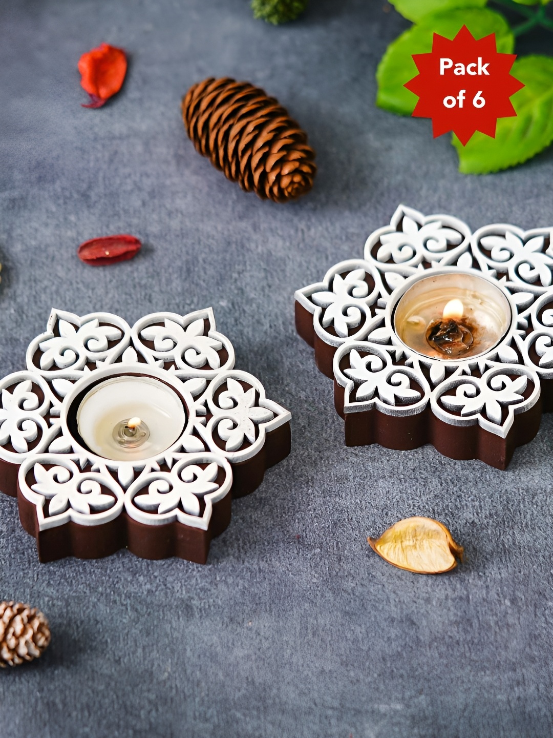 eCraftIndia Brown & White 6 Pieces Textured Wooden Decorative Tea Light Candle Holders
eCraftIndia Brown & White 6 Pieces Textured Wooden Decorative Tea Light Candle Holders