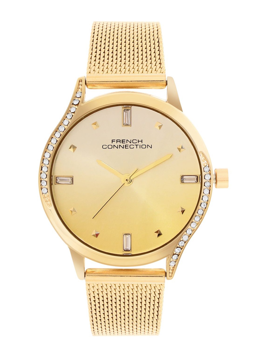 French Connection Women Embellished Dial & Stainless Steel Bracelet Style Straps Analogue Watch FCN082GM, Gold
French Connection Women Embellished Dial & Stainless Steel Bracelet Style Straps Analogue Watch FCN082GM, Gold