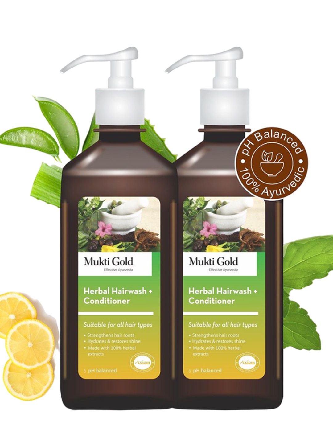 Axiom Set Of 2 Mukti Gold Herbal Hairwash + Conditioner With 14+ Ayurvedic Ingredients -, Brown
Axiom Set Of 2 Mukti Gold Herbal Hairwash + Conditioner With 14+ Ayurvedic Ingredients -, Brown