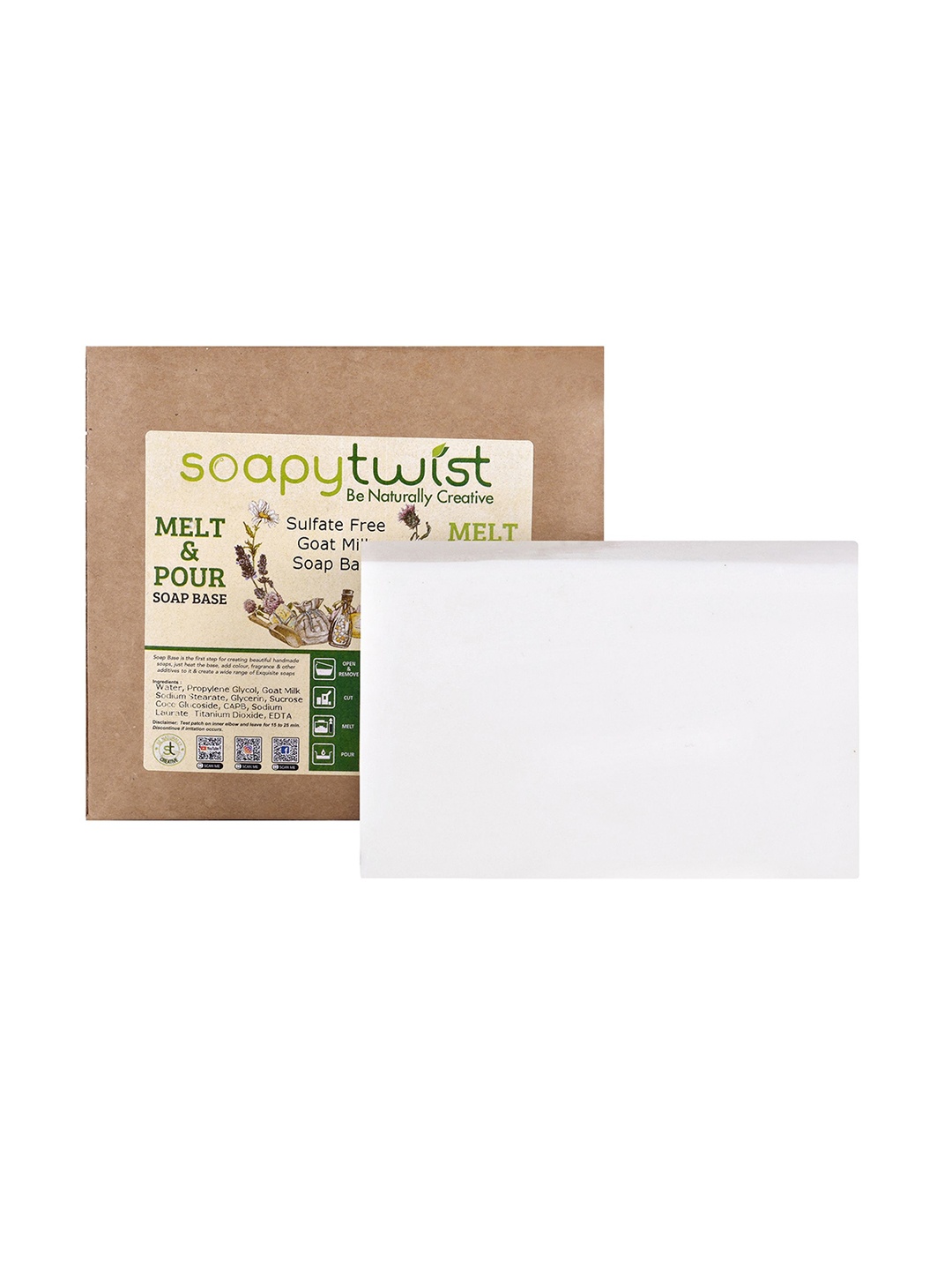 Soapy Twist Be Naturally Creative Sulfate Free Goat Milk Melt & Pour Soap Base - 1 KG, White
Soapy Twist Be Naturally Creative Sulfate Free Goat Milk Melt & Pour Soap Base - 1 KG, White