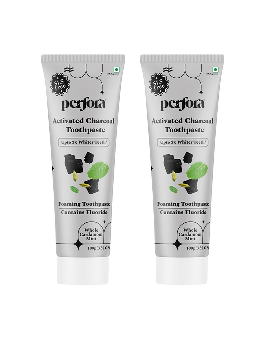 Perfora Set Of 2 Activated Charcoal Foaming Toothpaste With Fluoride - 100g Each, Grey
Perfora Set Of 2 Activated Charcoal Foaming Toothpaste With Fluoride - 100g Each, Grey