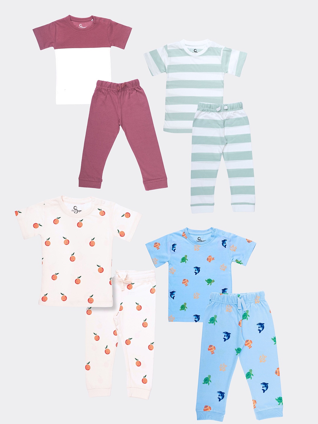Orange Sugar Kids Pack Of 4 Printed Round Neck Pure Cotton T-shirt with Pyjamas, Blue
Orange Sugar Kids Pack Of 4 Printed Round Neck Pure Cotton T-shirt with Pyjamas, Blue