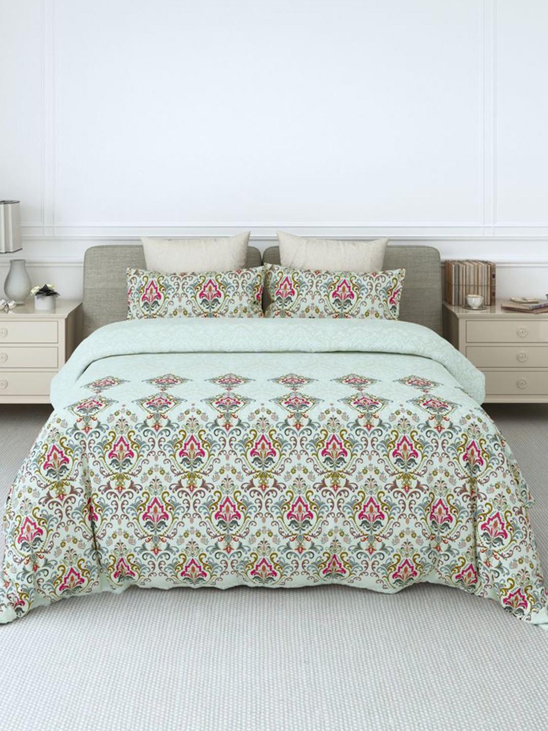 LABHAM Rangriti Blue Ethnic Motifs 180 TC Pure Cotton King Bedsheet With 2 Pillow Covers
LABHAM Rangriti Blue Ethnic Motifs 180 TC Pure Cotton King Bedsheet With 2 Pillow Covers
