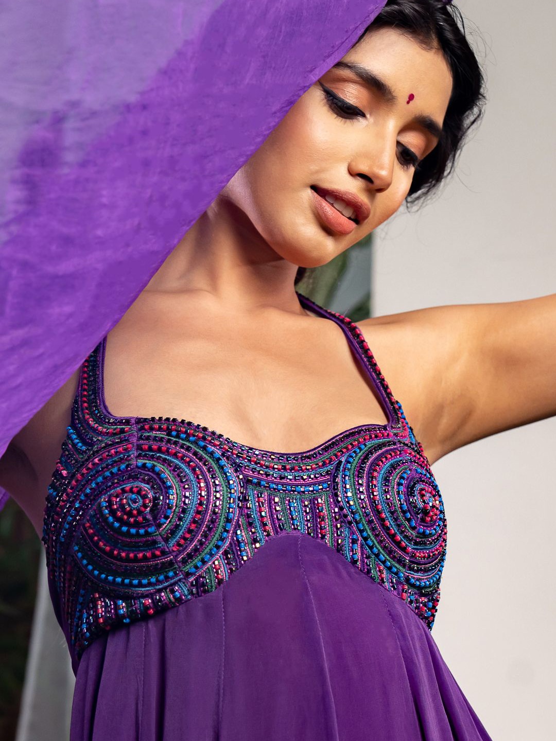 Baise Gaba Beads and Stones U-Neck Silk Crepe Kurta With Trousers & Dupatta, Purple
Baise Gaba Beads and Stones U-Neck Silk Crepe Kurta With Trousers & Dupatta, Purple