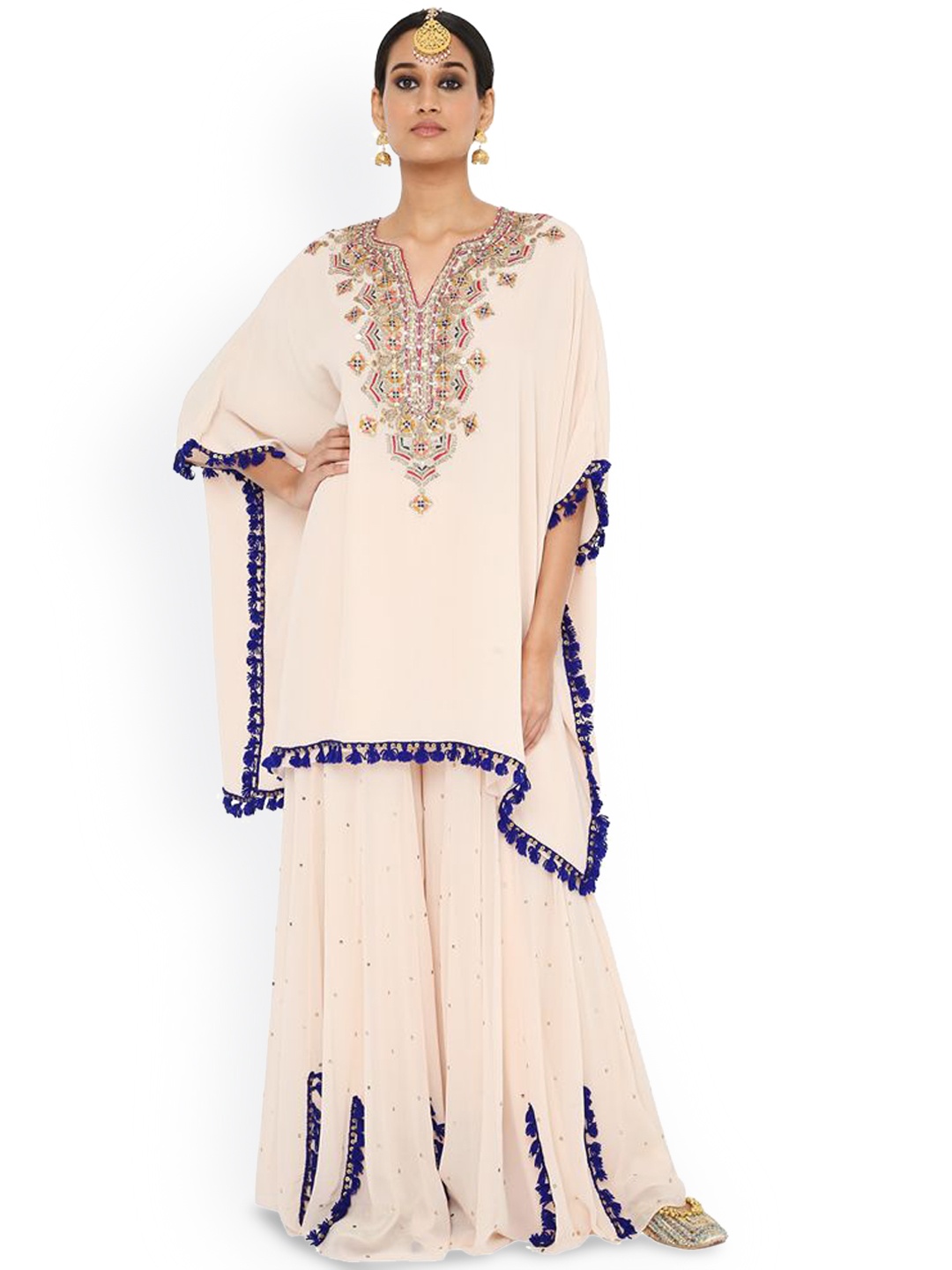 Payal Singhal Floral Yoke Design Regular Thread Work Georgette Kaftan Kurti with Sharara, White
Payal Singhal Floral Yoke Design Regular Thread Work Georgette Kaftan Kurti with Sharara, White