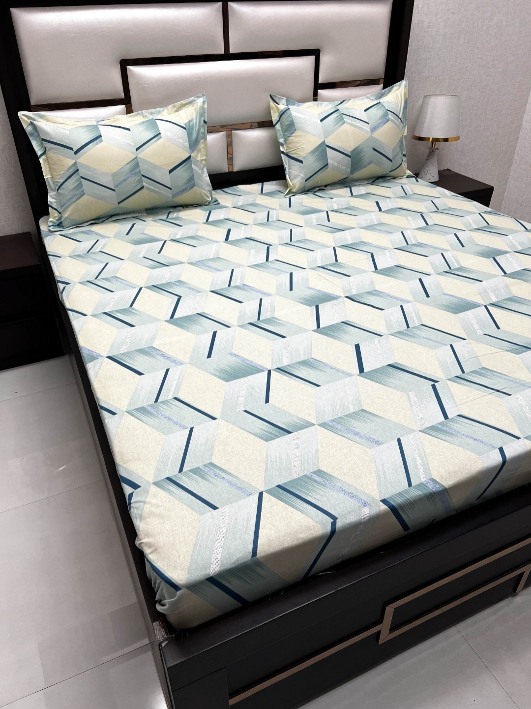 Pure Decor Passion Blue Geometric 250 TC Pure Cotton Queen Bedsheet With 2 Pillow Covers
Pure Decor Passion Blue Geometric 250 TC Pure Cotton Queen Bedsheet With 2 Pillow Covers