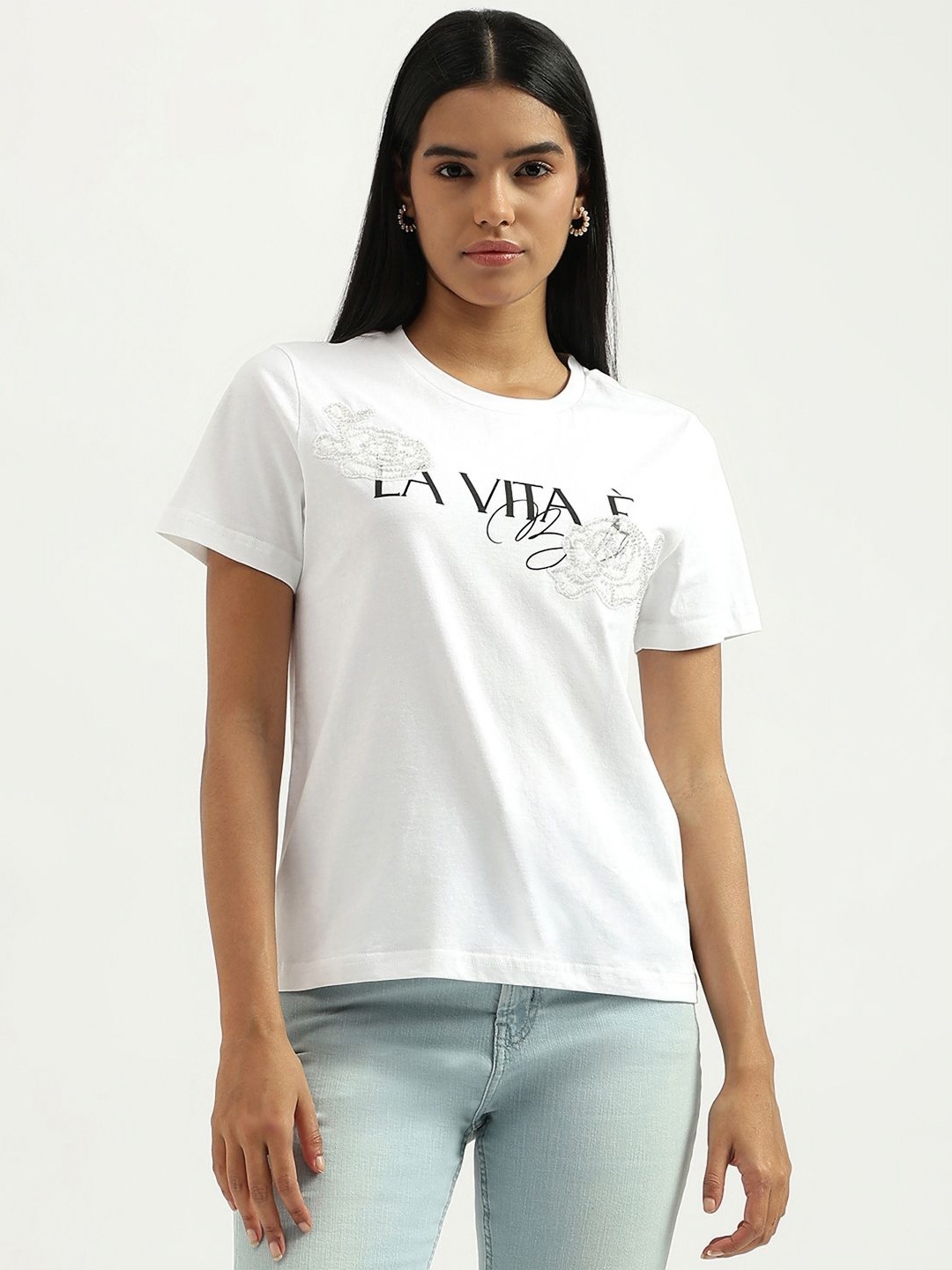 United Colors of Benetton Women Typography Printed Round Neck Pure Cotton T-shirt, White
United Colors of Benetton Women Typography Printed Round Neck Pure Cotton T-shirt, White