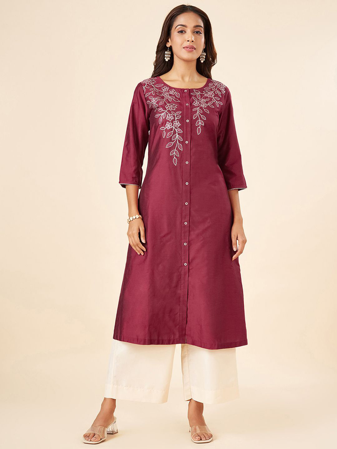 RANGMANCH BY PANTALOONS Floral Printed Round Neck Straight Kurta, Mauve
RANGMANCH BY PANTALOONS Floral Printed Round Neck Straight Kurta, Mauve