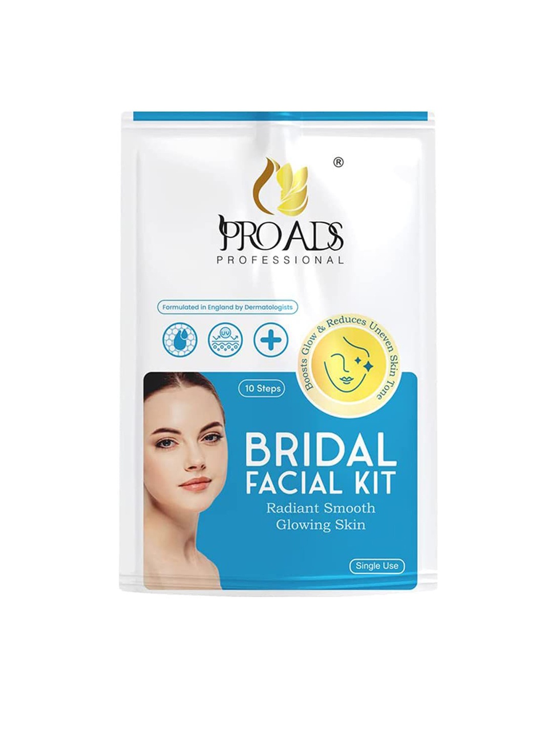 PROADS Professional 10 Steps Bridal Facial Kit for Radiant Smooth Glowing Skin - 25g, Blue
PROADS Professional 10 Steps Bridal Facial Kit for Radiant Smooth Glowing Skin - 25g, Blue