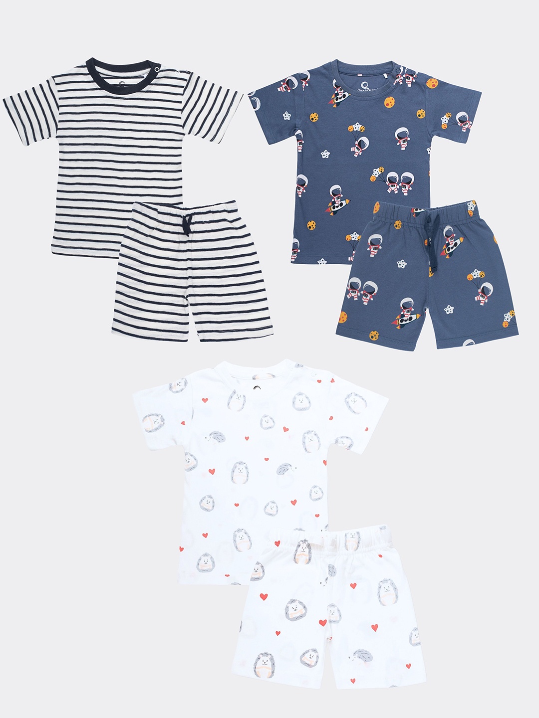 Orange Sugar Kids Pack Of 3 Printed Round Neck Pure Cotton T-shirt with Shorts, White
Orange Sugar Kids Pack Of 3 Printed Round Neck Pure Cotton T-shirt with Shorts, White