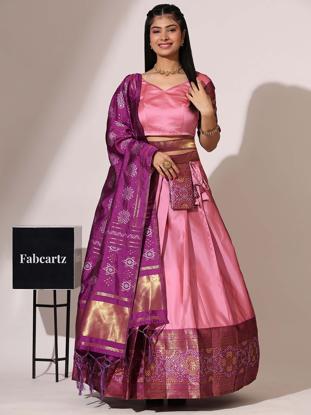 Fabcartz Woven Design Semi-Stitched Lehenga & Unstitched Blouse With Dupatta, Pink
Fabcartz Woven Design Semi-Stitched Lehenga & Unstitched Blouse With Dupatta, Pink
