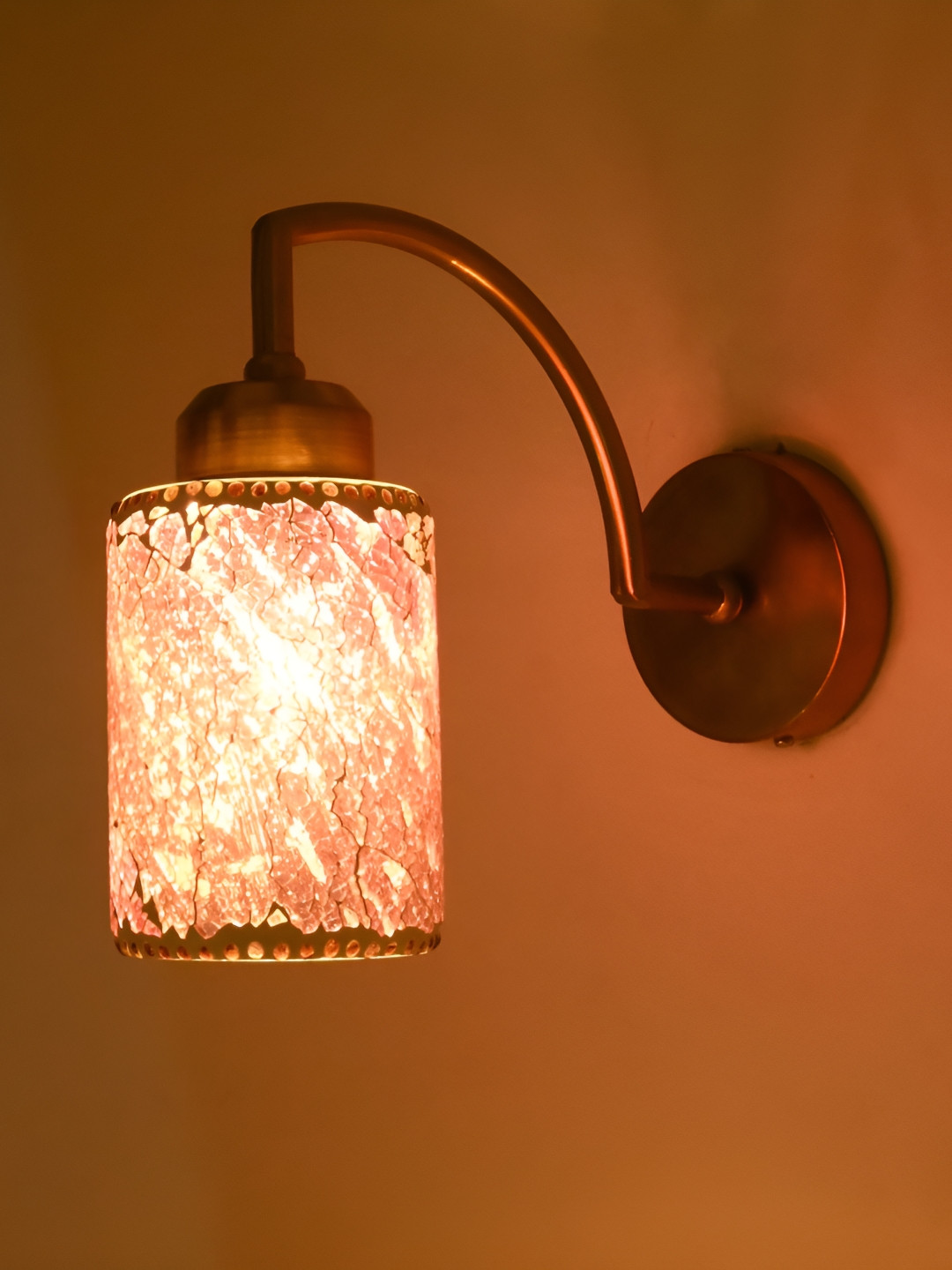 Afast Pink and GoldToned Glass Contemporary Cylinderical Shaped Wall Lamp 
Afast Pink and GoldToned Glass Contemporary Cylinderical Shaped Wall Lamp