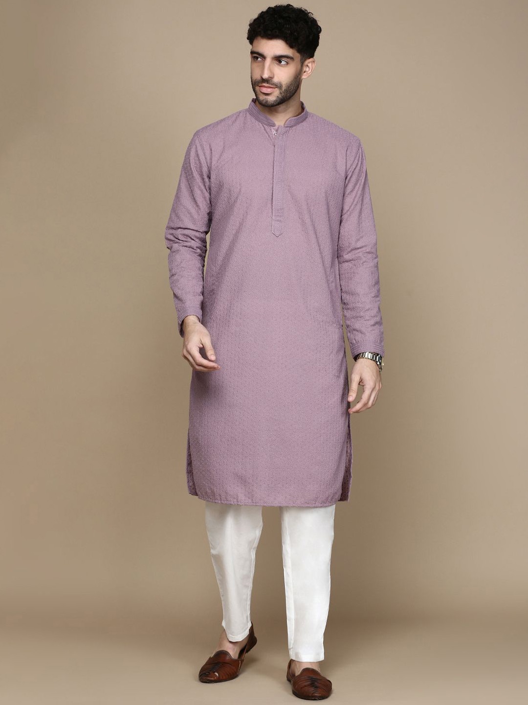 Rishika Floral Embroidered Thread Work Pure Cotton Straight Kurta with Pyjamas, Purple
Rishika Floral Embroidered Thread Work Pure Cotton Straight Kurta with Pyjamas, Purple