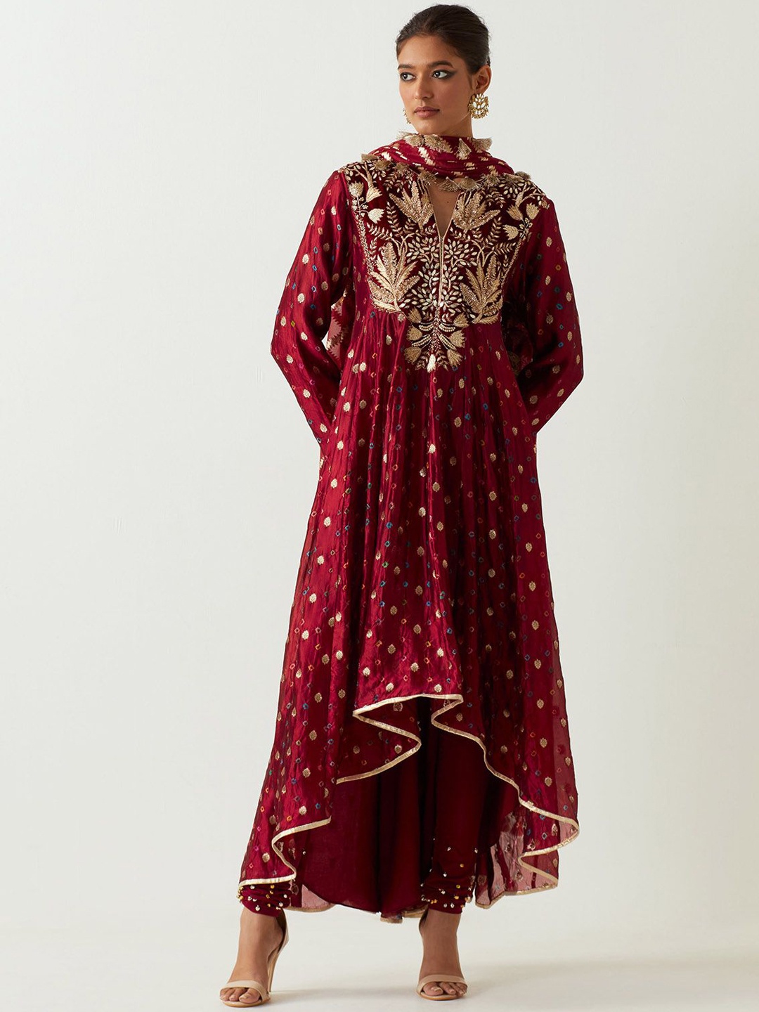 Payal Singhal Floral Embroidered Beads and Stones Anarjali Kurta & Churidar With Dupatta, Maroon
Payal Singhal Floral Embroidered Beads and Stones Anarjali Kurta & Churidar With Dupatta, Maroon