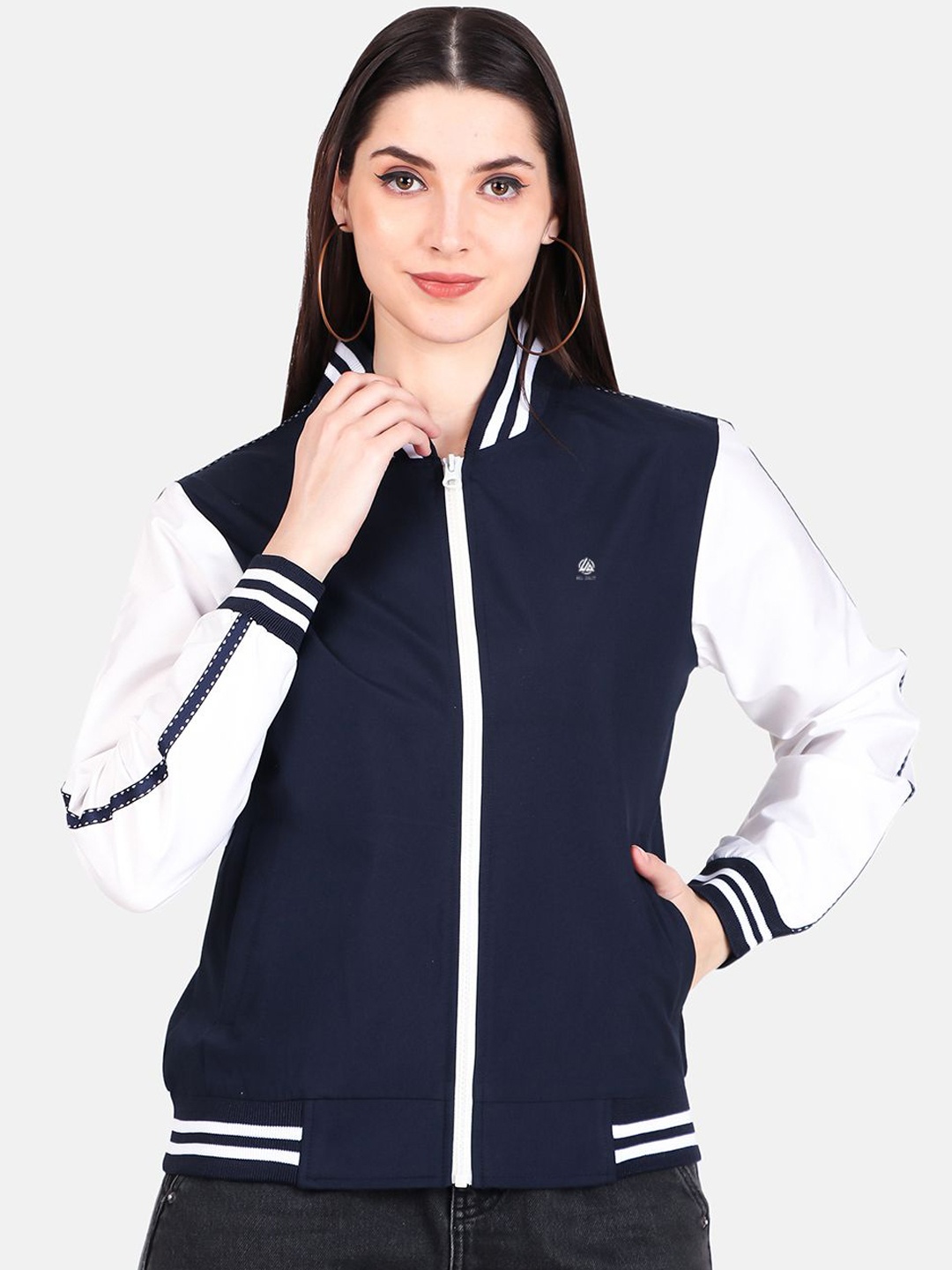 WELL QUALITY Women Colourblocked Windcheater Training or Gym Sporty Jacket with Embroidered, Navy blue
WELL QUALITY Women Colourblocked Windcheater Training or Gym Sporty Jacket with Embroidered, Navy blue
