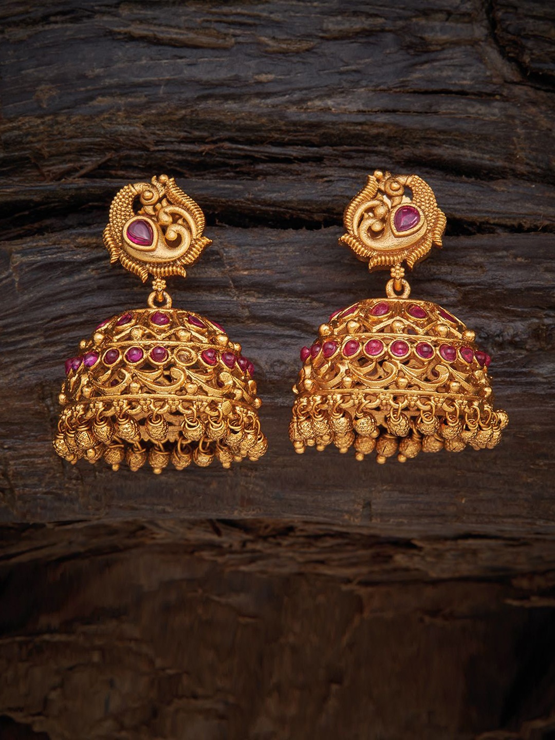 Kushal's Fashion Jewellery Gold Plated Artificial Stones Studded Antique Jhumkas, Red
Kushal's Fashion Jewellery Gold Plated Artificial Stones Studded Antique Jhumkas, Red