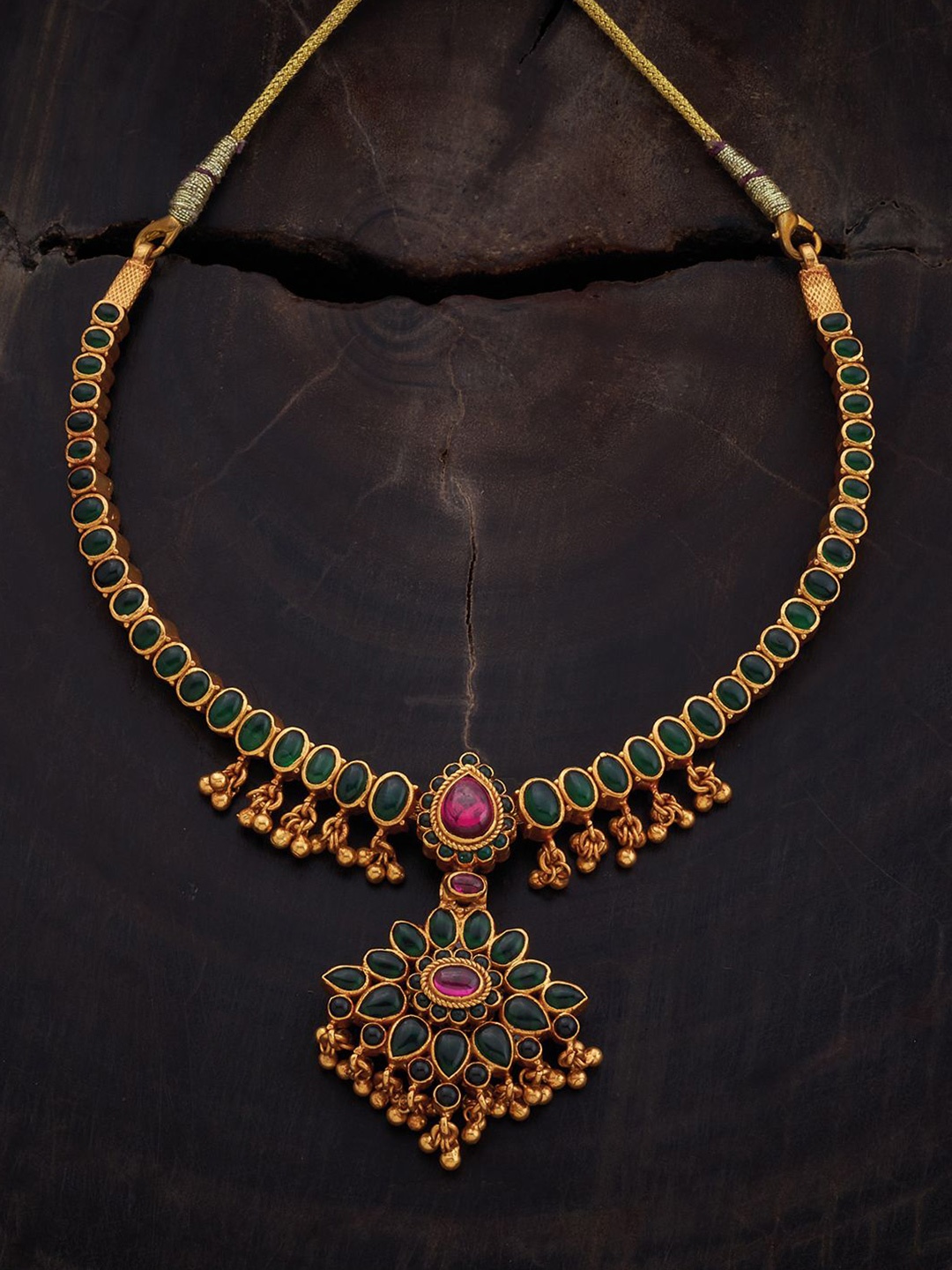 Kushal's Fashion Jewellery 92.5 Pure Silver Ruby-Green Gold-Plated Temple Necklace
Kushal's Fashion Jewellery 92.5 Pure Silver Ruby-Green Gold-Plated Temple Necklace