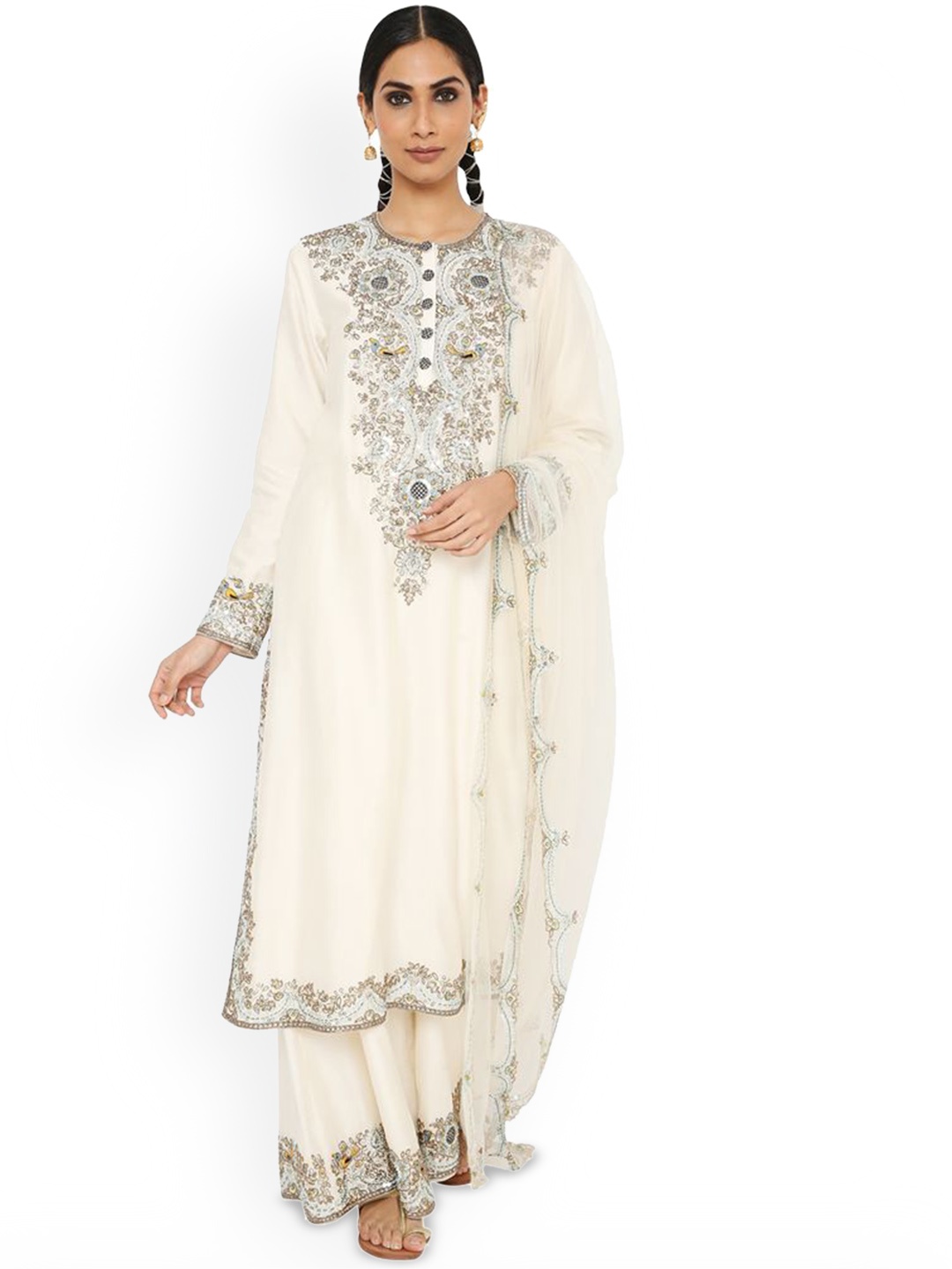Payal Singhal Inaya Embroidered Regular Straight Kurta with Palazzos & Dupatta, Off white
Payal Singhal Inaya Embroidered Regular Straight Kurta with Palazzos & Dupatta, Off white