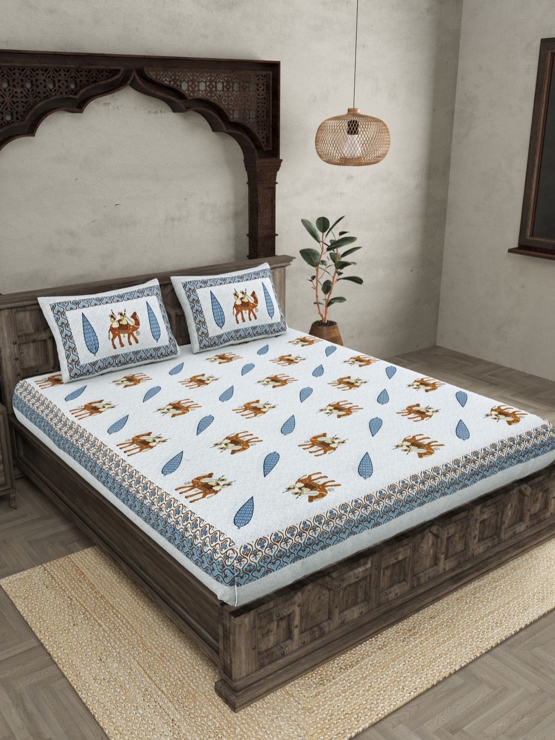 JAIPUR FABRIC Blue Ethnic Motifs 144 TC Pure Cotton King Bedsheet with 2 Pillow Covers
JAIPUR FABRIC Blue Ethnic Motifs 144 TC Pure Cotton King Bedsheet with 2 Pillow Covers