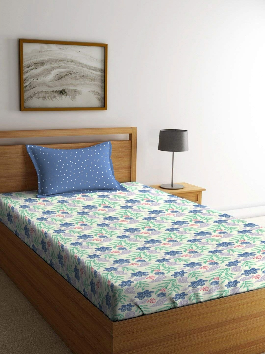 MYTRIDENT Dusk and Dawn Blue & Green Floral 144TC Cotton Single Bedsheet & 1 Pillow Cover
MYTRIDENT Dusk and Dawn Blue & Green Floral 144TC Cotton Single Bedsheet & 1 Pillow Cover