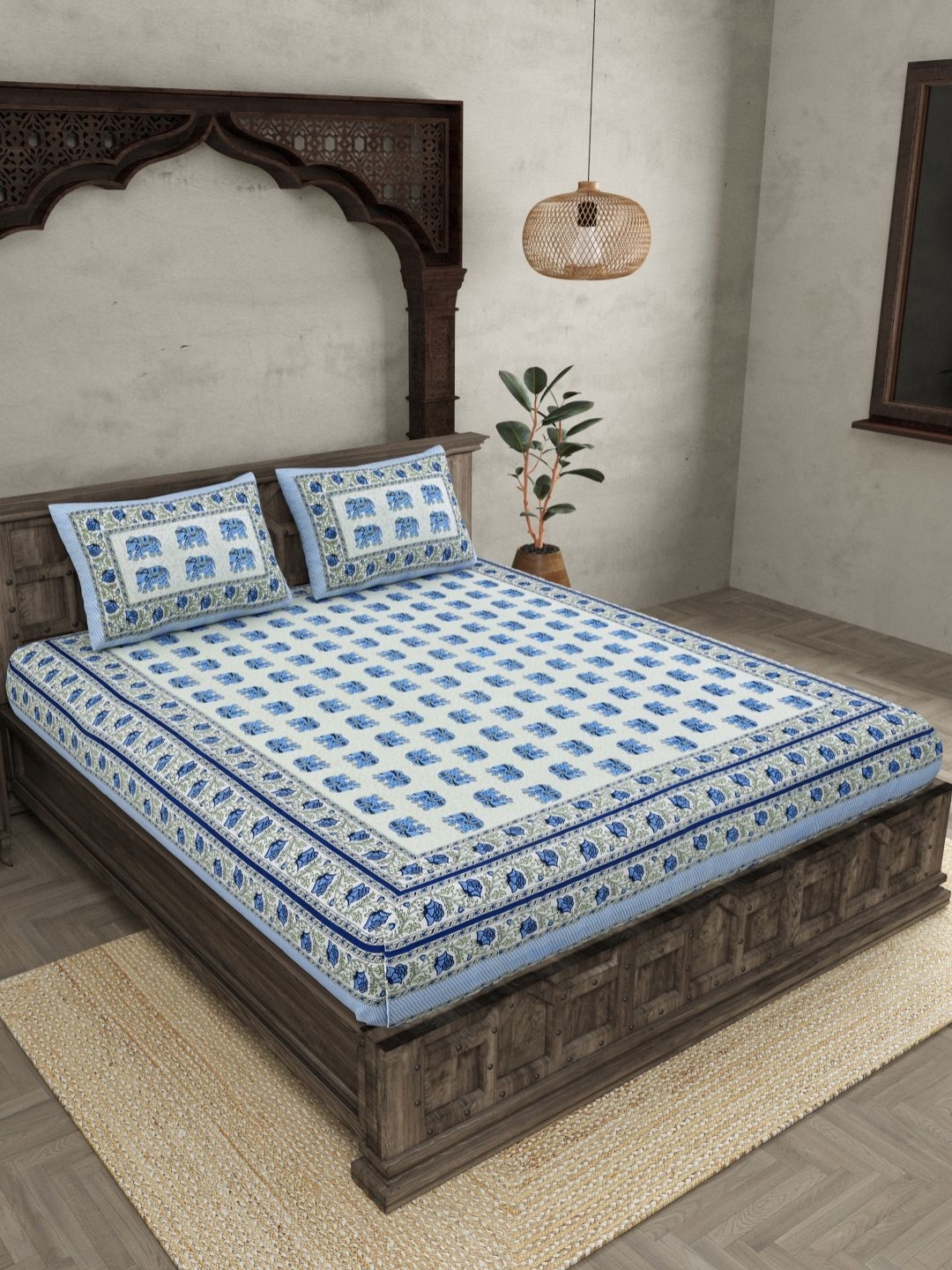 JAIPUR FABRIC Blue & White Floral 144 TC Pure Cotton King Bedsheet with 2 Pillow Covers
JAIPUR FABRIC Blue & White Floral 144 TC Pure Cotton King Bedsheet with 2 Pillow Covers