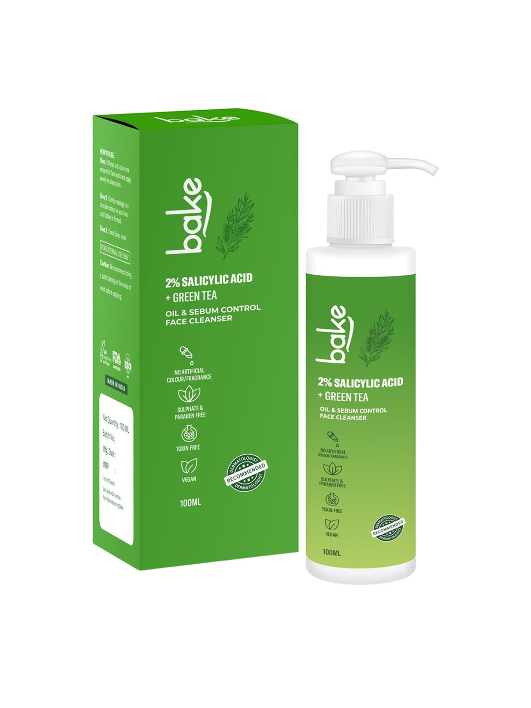 BAKE Salicylic Acid & Green Tea Oil & Sebum Control Face Cleanser - 100ml, Transparent
BAKE Salicylic Acid & Green Tea Oil & Sebum Control Face Cleanser - 100ml, Transparent