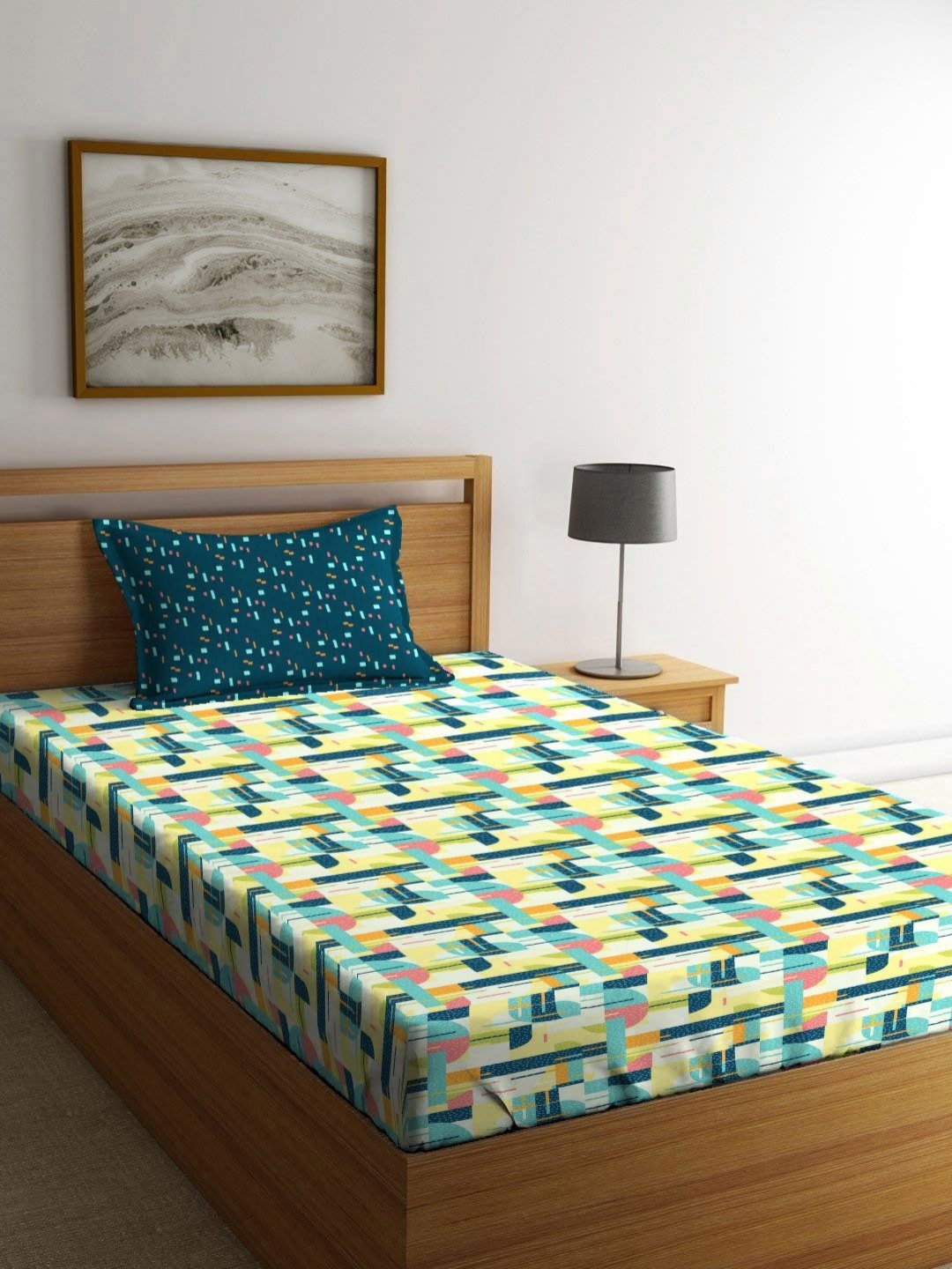 MYTRIDENT Brooke Blue Dusk & Dawn Flat 144TC Single Cotton Bedsheet Set, Turquoise blue
MYTRIDENT Brooke Blue Dusk & Dawn Flat 144TC Single Cotton Bedsheet Set, Turquoise blue