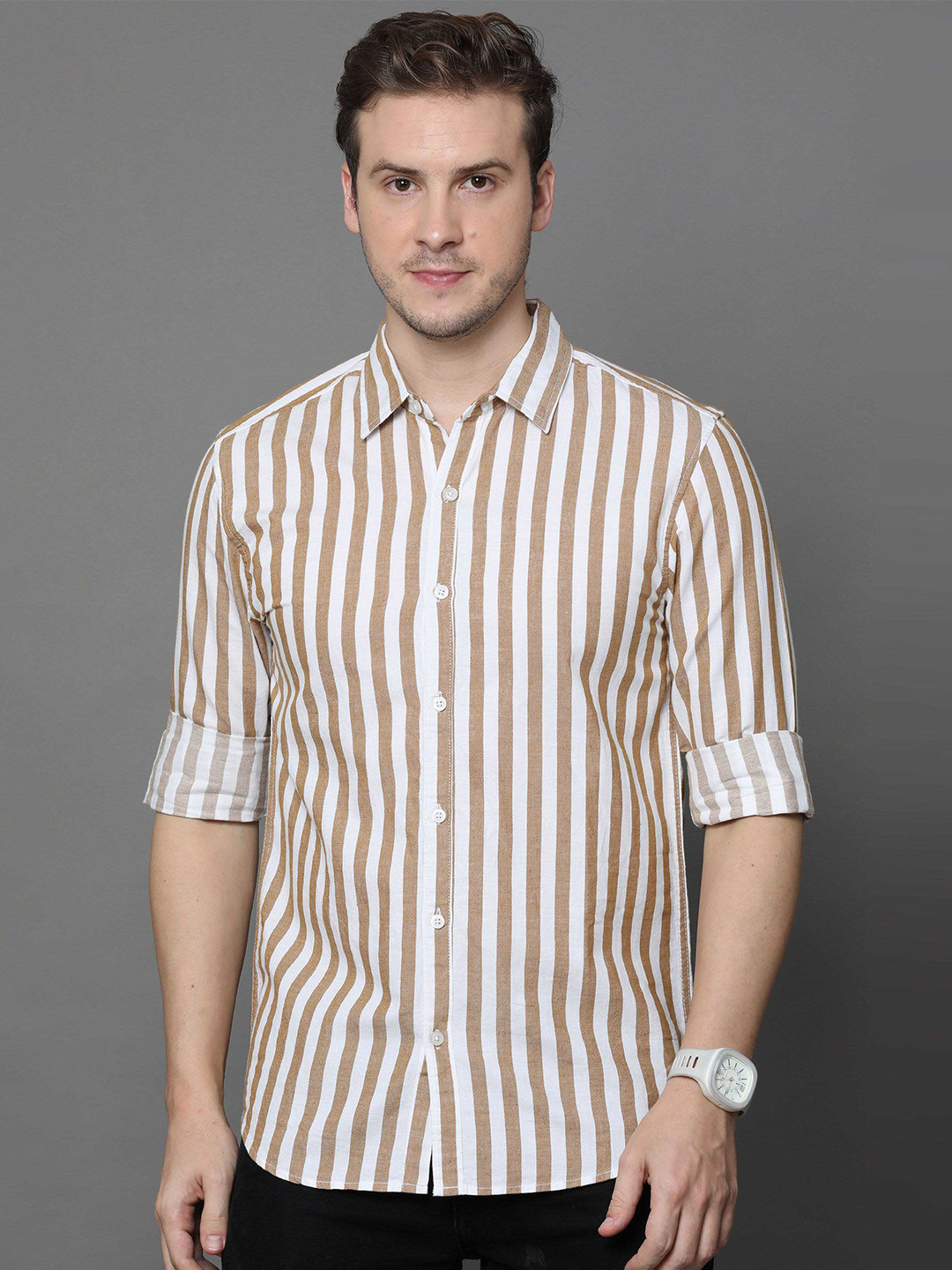 Rope Men Standard Spread Collar Striped Cotton Slim Fit Casual Shirt, White
Rope Men Standard Spread Collar Striped Cotton Slim Fit Casual Shirt, White