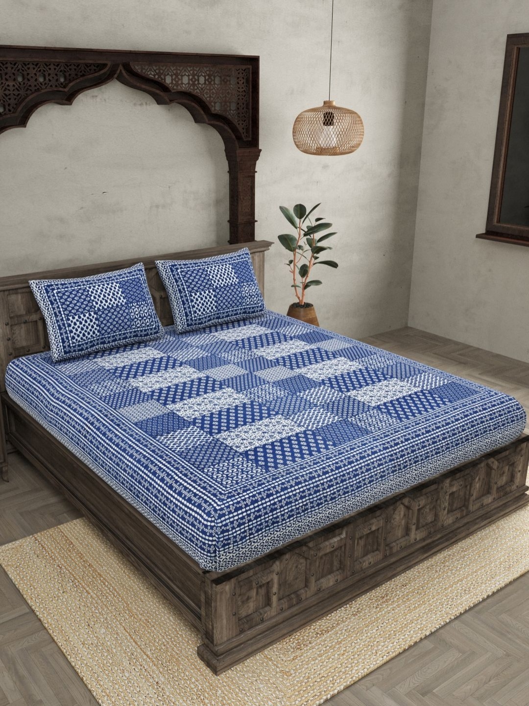 JAIPUR FABRIC Blue Ethnic Motifs 144 TC Pure Cotton King Bedsheet with 2 Pillow Covers
JAIPUR FABRIC Blue Ethnic Motifs 144 TC Pure Cotton King Bedsheet with 2 Pillow Covers