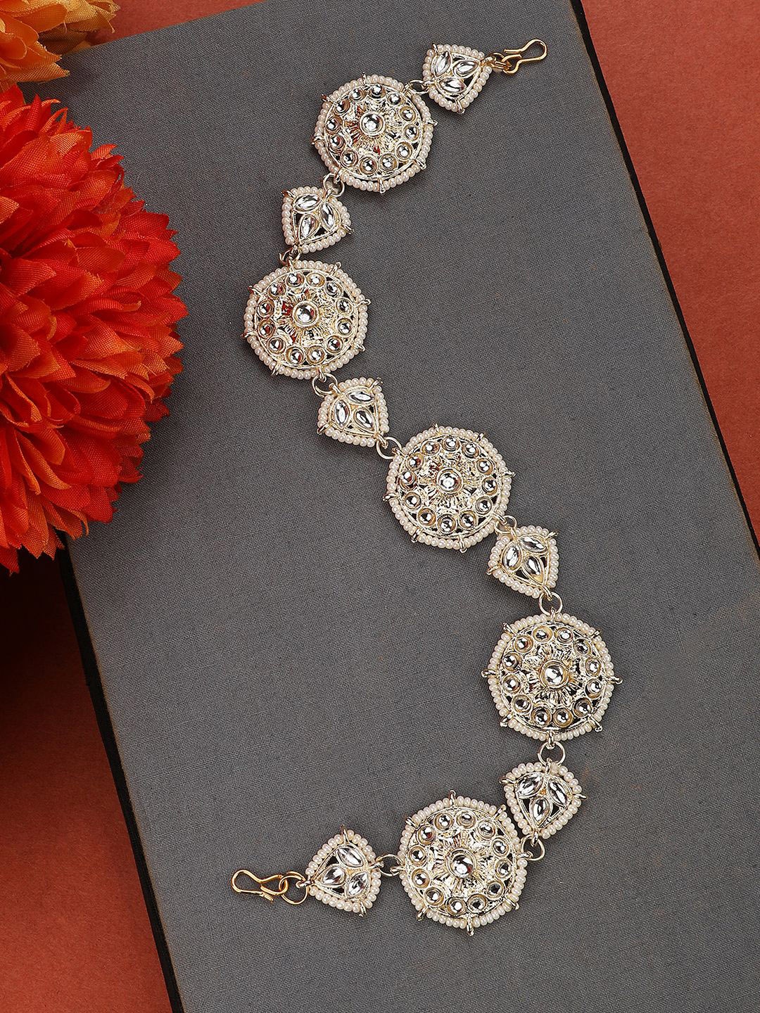MODE MANIA Gold-Plated Artificial Stones and Beads Studded Matha Patti Head Jewellery
MODE MANIA Gold-Plated Artificial Stones and Beads Studded Matha Patti Head Jewellery