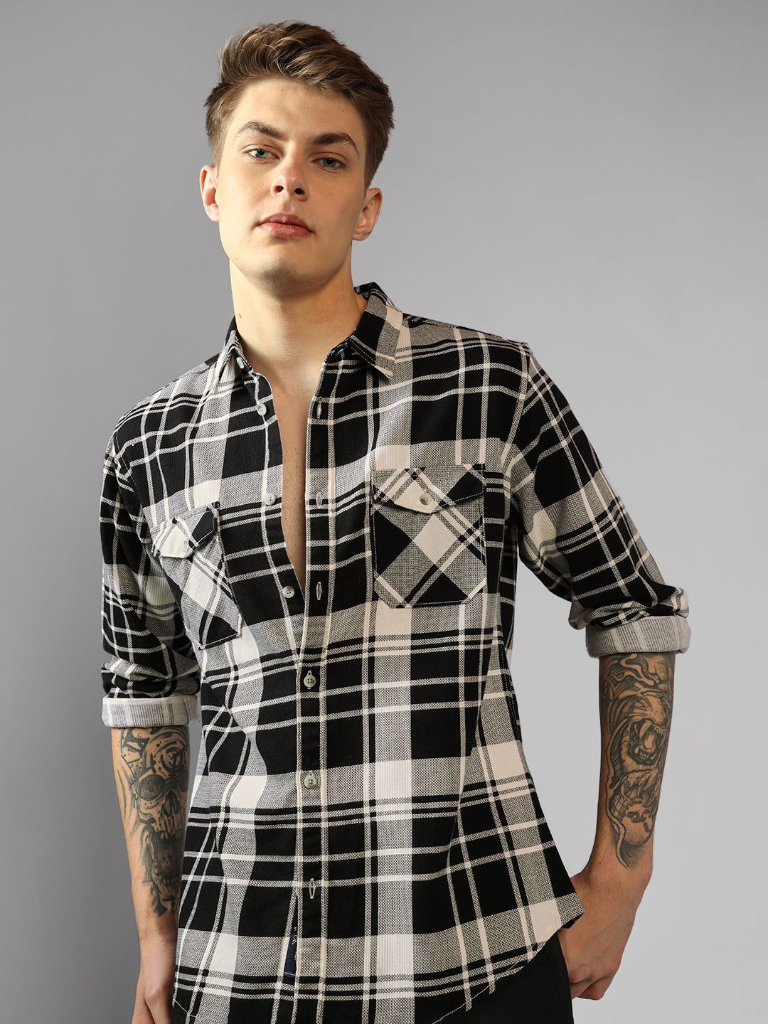 Dennis Lingo Men Spread Collar Tartan Checked Cotton Relaxed Fit Casual Shirt, Black
Dennis Lingo Men Spread Collar Tartan Checked Cotton Relaxed Fit Casual Shirt, Black