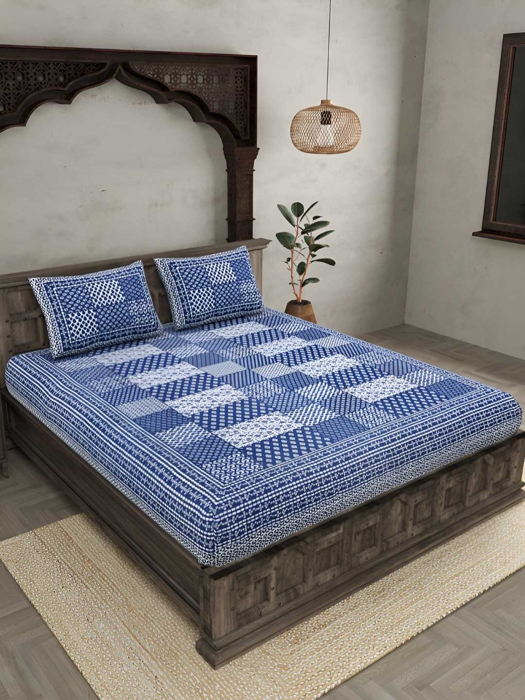 BED-SHEET.COM Blue & White Pure Cotton Geometric 144 TC King Bedsheet with 2 Pillow Covers
BED-SHEET.COM Blue & White Pure Cotton Geometric 144 TC King Bedsheet with 2 Pillow Covers