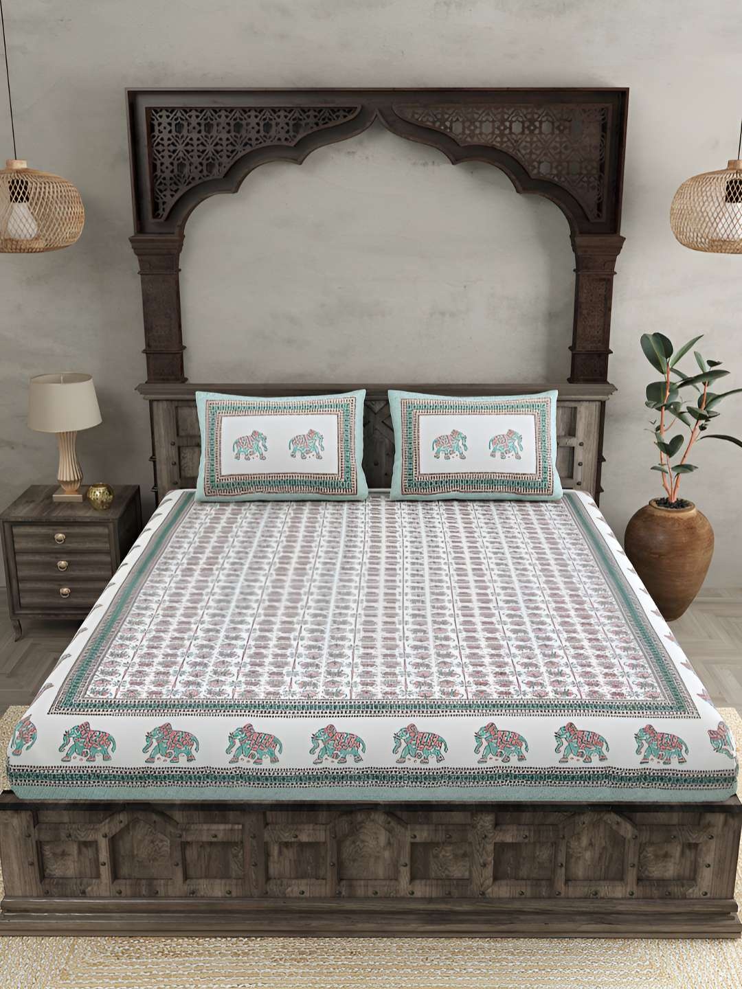 BED-SHEET.COM Green Pure Cotton Ethnic Motifs 144 TC King Bedsheet with 2 Pillow Covers
BED-SHEET.COM Green Pure Cotton Ethnic Motifs 144 TC King Bedsheet with 2 Pillow Covers